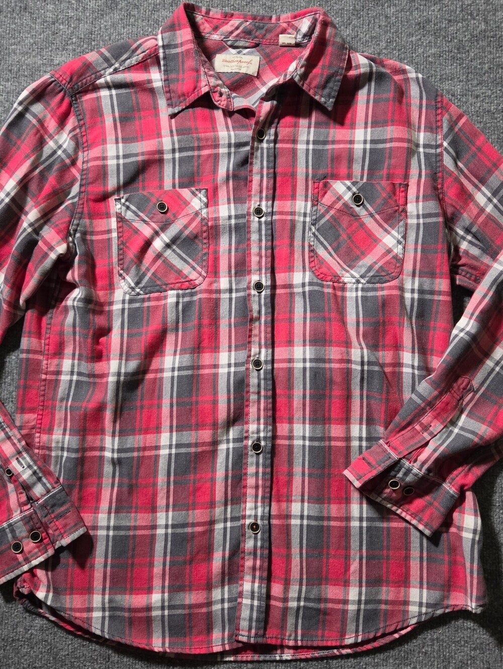 Weatherproof Vintage Red Gray Plaid Button-Up Shirt Large - Picture 12 of 12